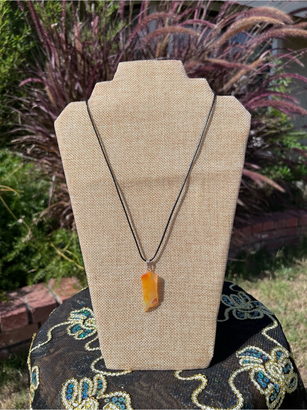 Orange Agate Pendant Necklace - Women Jewelry
